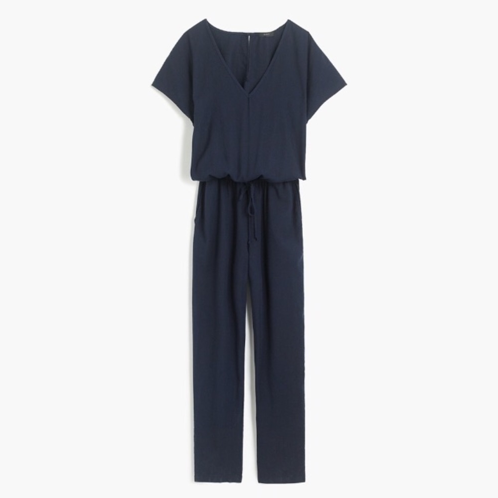 Navy J. Crew Linen/Tencel Jumpsuit, Size XS